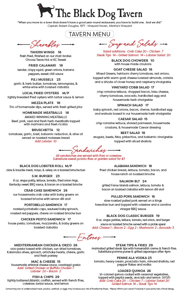 The Black Dog Tavern Menu - Image 4